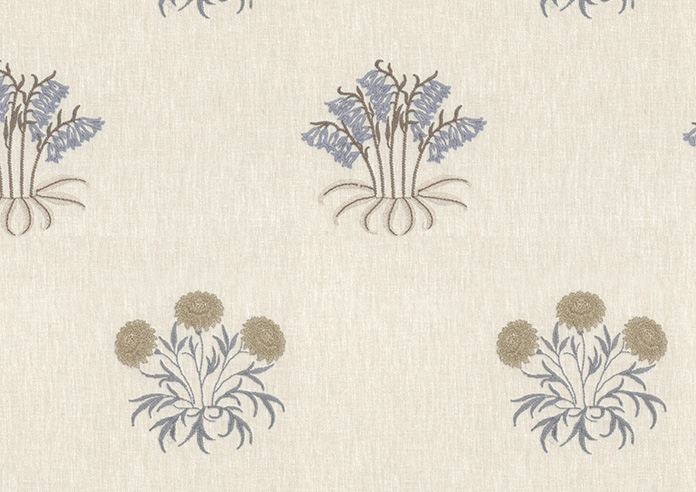 William Morris Lily Flower Embroidery, Woad - Made to Measure Curtains - Image 8